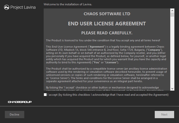 УстановкаChaos Vantage 